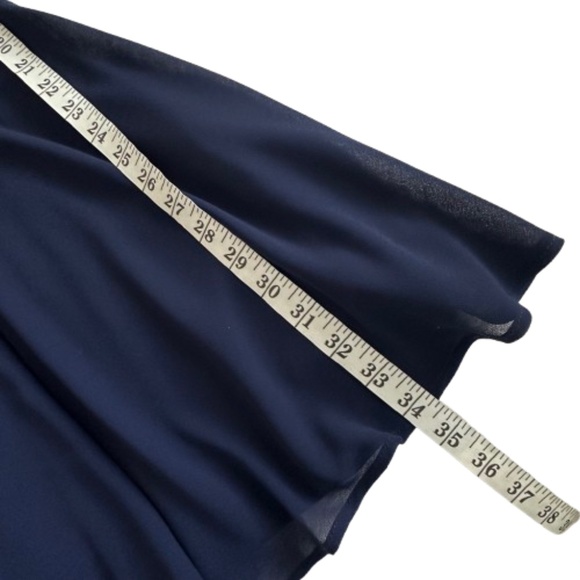 As U Wish Women' 9 Navy Sleeveless Round Neck Lined Chiffon Mini Dress - Picture 13 of 16